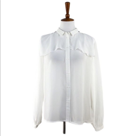 Jason Wu Target White Long Sleeve Collar Blouse - Picture 2 of 9